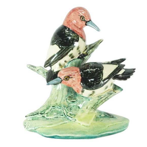 Stangl Other - Stangl Pottery Birds Double Red Headed Woodpeckers / Pair Gloss Heads Vintage